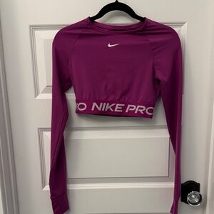 Nike Women's Magenta Long Sleeve Crop Top